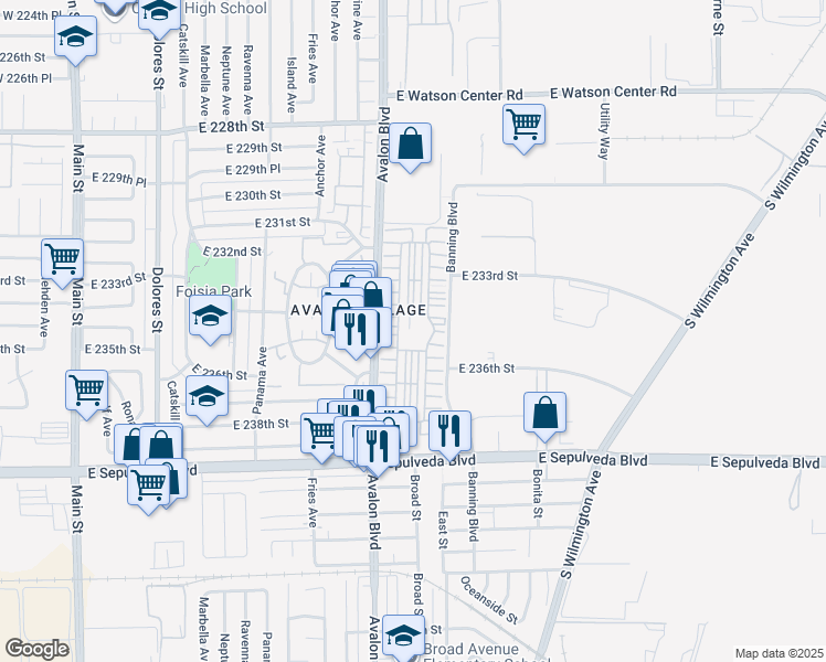 map of restaurants, bars, coffee shops, grocery stores, and more near 1 Scottsdale North in Carson