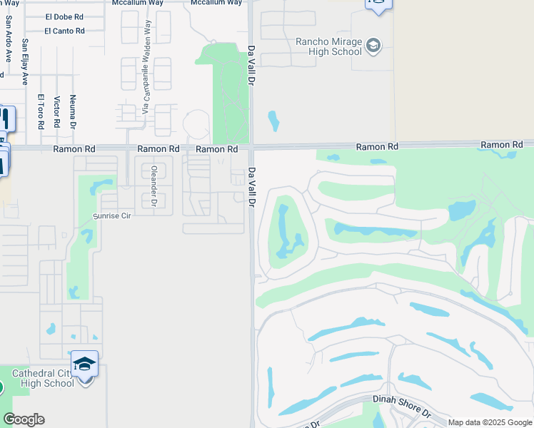 map of restaurants, bars, coffee shops, grocery stores, and more near 88 Vía Las Flores in Rancho Mirage