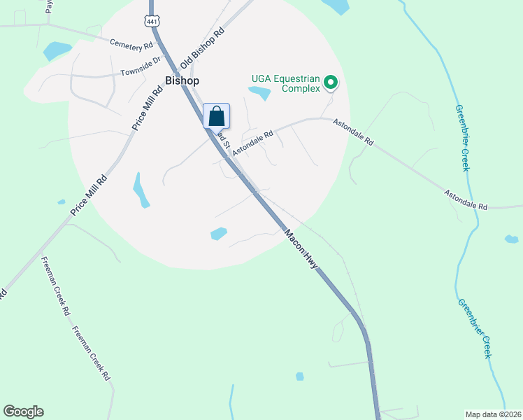 map of restaurants, bars, coffee shops, grocery stores, and more near 4691 Macon Highway in Bishop