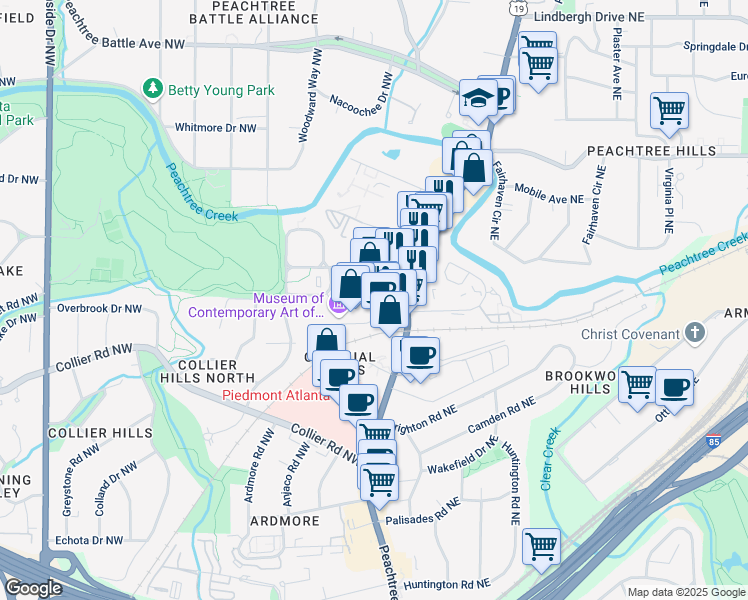 map of restaurants, bars, coffee shops, grocery stores, and more near 2140 Georgia 9 in Atlanta