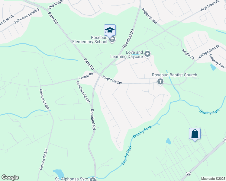 map of restaurants, bars, coffee shops, grocery stores, and more near 4315 Brookridge Drive in Loganville