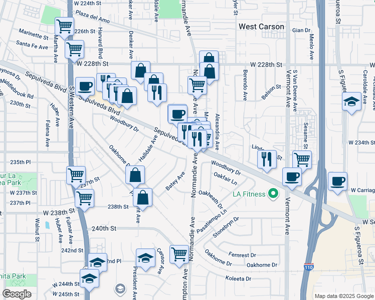 map of restaurants, bars, coffee shops, grocery stores, and more near 1310 Sepulveda Boulevard in Los Angeles