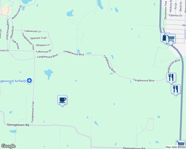 map of restaurants, bars, coffee shops, grocery stores, and more near 1282 Tanglewood Boulevard in Pottsboro