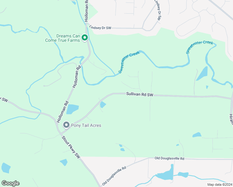 map of restaurants, bars, coffee shops, grocery stores, and more near 4728 Sullivan Road Southwest in Powder Springs