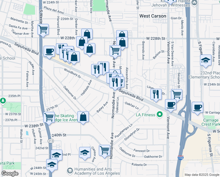 map of restaurants, bars, coffee shops, grocery stores, and more near 1310 Sepulveda Boulevard in Los Angeles