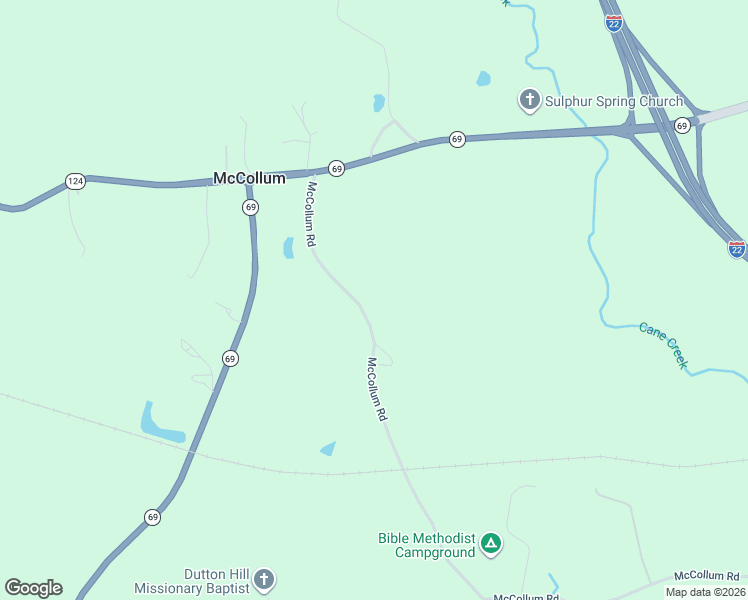 map of restaurants, bars, coffee shops, grocery stores, and more near 506-596 McCollum Road in Jasper