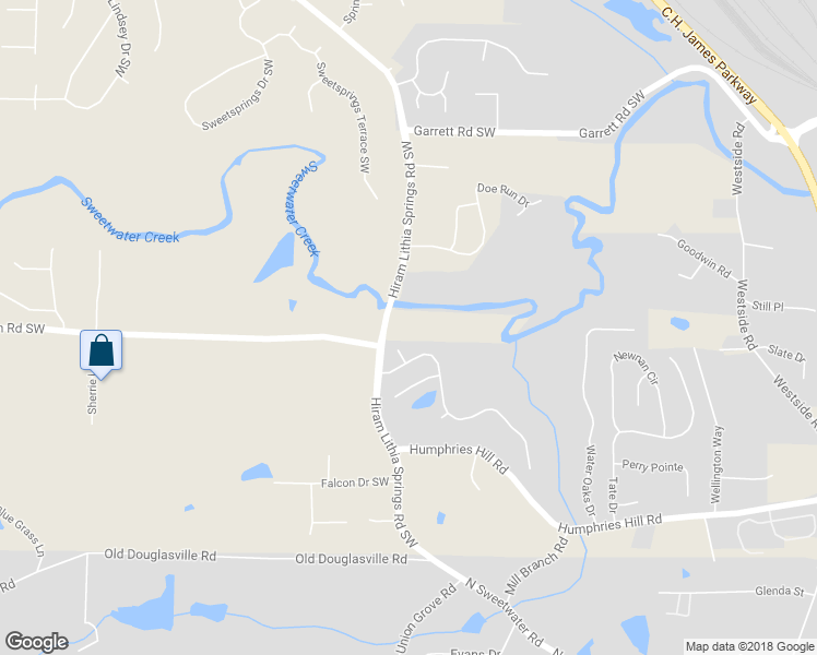 map of restaurants, bars, coffee shops, grocery stores, and more near 5907 Hiram Lithia Springs Road Southwest in Powder Springs
