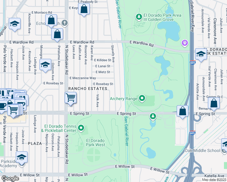 map of restaurants, bars, coffee shops, grocery stores, and more near 3116 Stevely Avenue in Long Beach