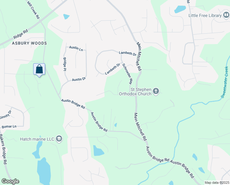 map of restaurants, bars, coffee shops, grocery stores, and more near 27 Edgar Court in Hiram