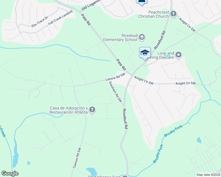 map of restaurants, bars, coffee shops, grocery stores, and more near 4255 Gresham Road Southwest in Loganville