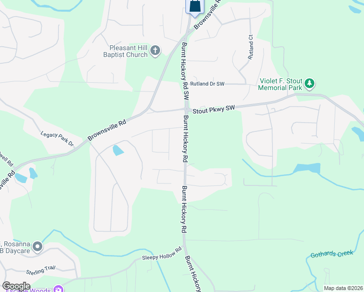 map of restaurants, bars, coffee shops, grocery stores, and more near 548 Burnt Hickory Road in Powder Springs
