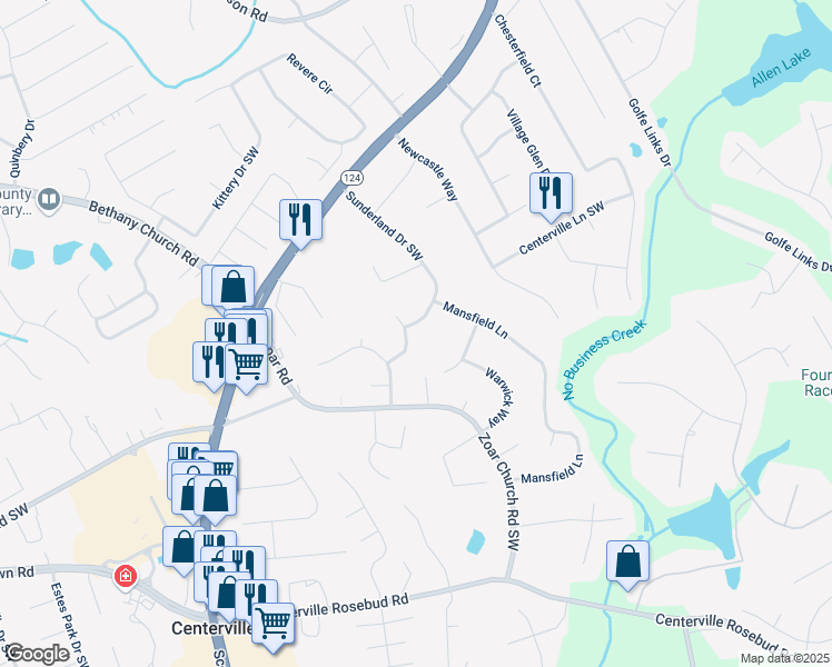 map of restaurants, bars, coffee shops, grocery stores, and more near 3335 Sternbridge Lane in Snellville
