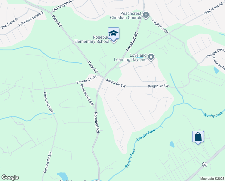 map of restaurants, bars, coffee shops, grocery stores, and more near 1982 Knight Circle in Loganville