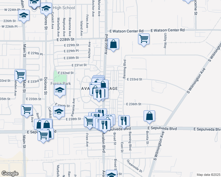map of restaurants, bars, coffee shops, grocery stores, and more near 1 Scottsdale North in Carson