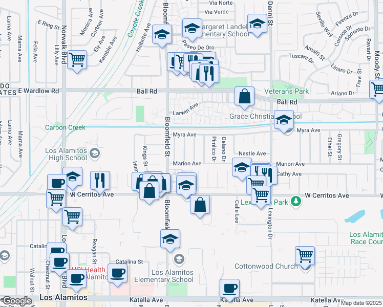 map of restaurants, bars, coffee shops, grocery stores, and more near 10251 Tanforan Drive in Cypress