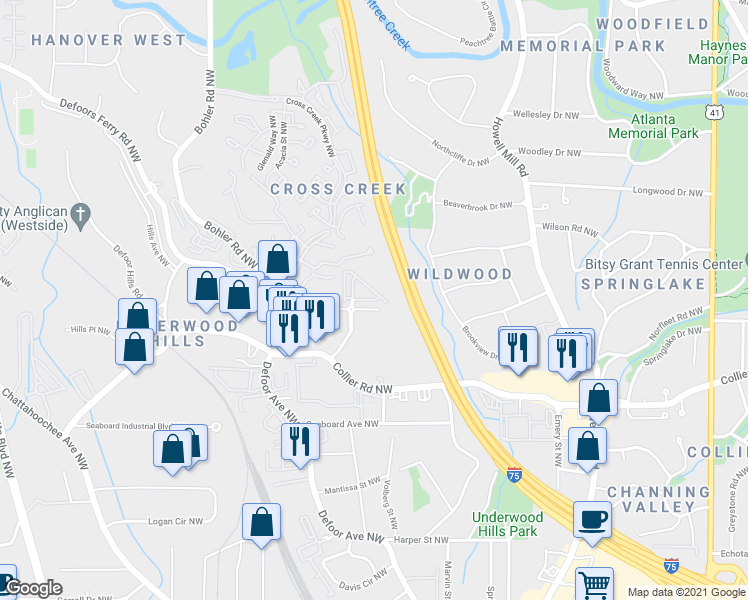 map of restaurants, bars, coffee shops, grocery stores, and more near 1112 Cordia Avenue in Atlanta