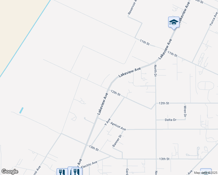 map of restaurants, bars, coffee shops, grocery stores, and more near Lakeview Avenue in Nuevo