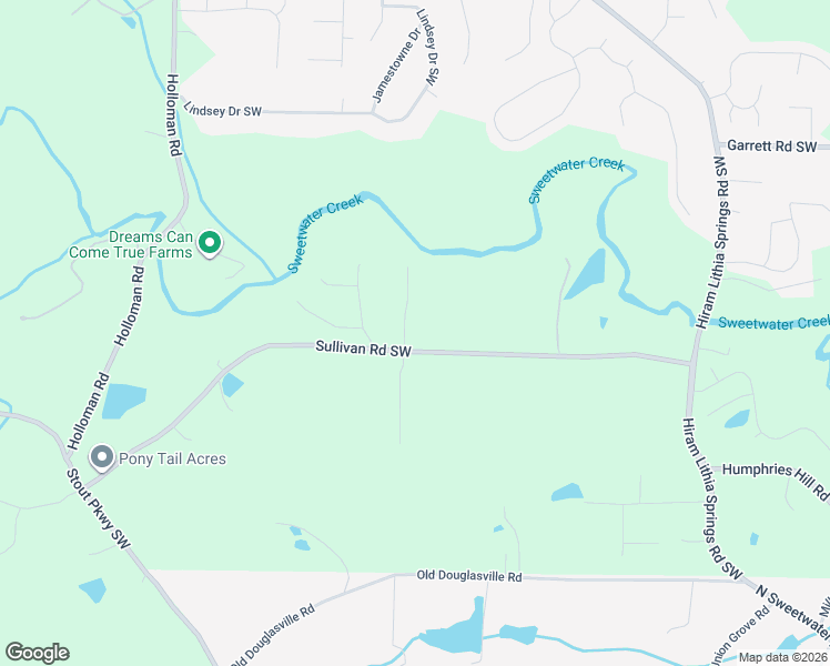 map of restaurants, bars, coffee shops, grocery stores, and more near 5751 Sullivan Point Drive Southwest in Powder Springs