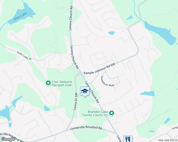 map of restaurants, bars, coffee shops, grocery stores, and more near 3750 Lenora Church Road in Snellville