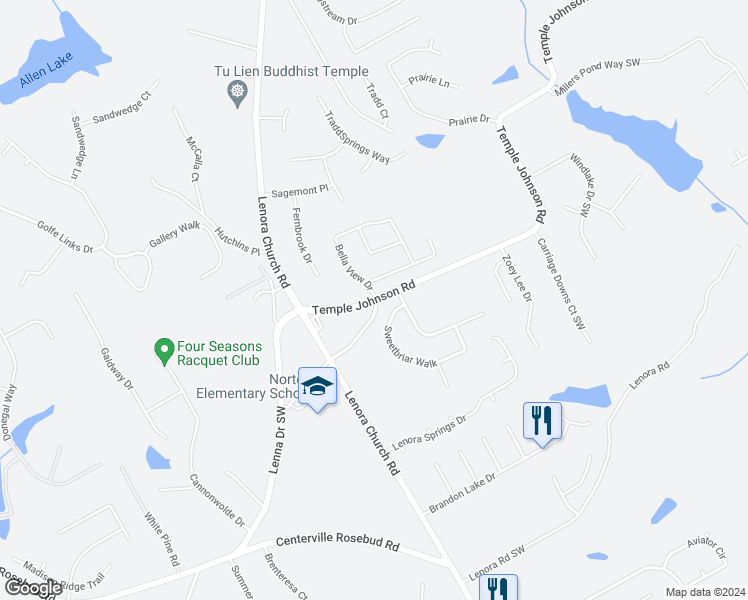 map of restaurants, bars, coffee shops, grocery stores, and more near 2909 Temple Johnson Road in Snellville