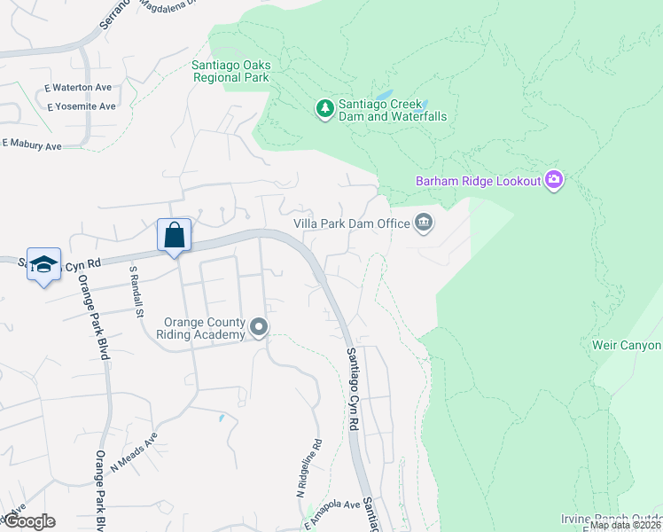 map of restaurants, bars, coffee shops, grocery stores, and more near 10200-10398 S Lolita St in Orange