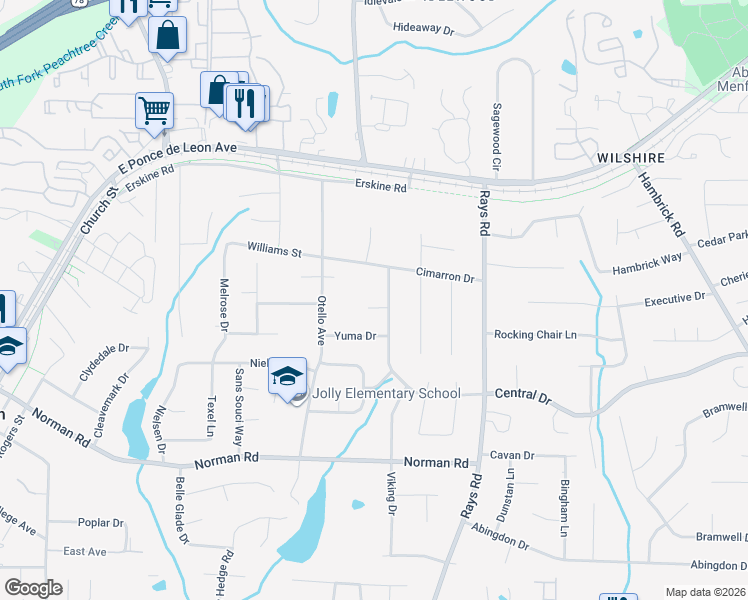 map of restaurants, bars, coffee shops, grocery stores, and more near 4078 Bowie Ct in Clarkston