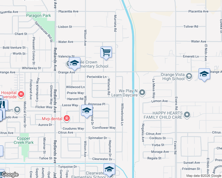map of restaurants, bars, coffee shops, grocery stores, and more near 730 Anthirium Avenue in Perris