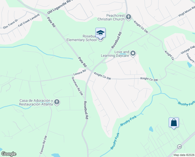 map of restaurants, bars, coffee shops, grocery stores, and more near 4250 Ivy Fork Drive in Loganville