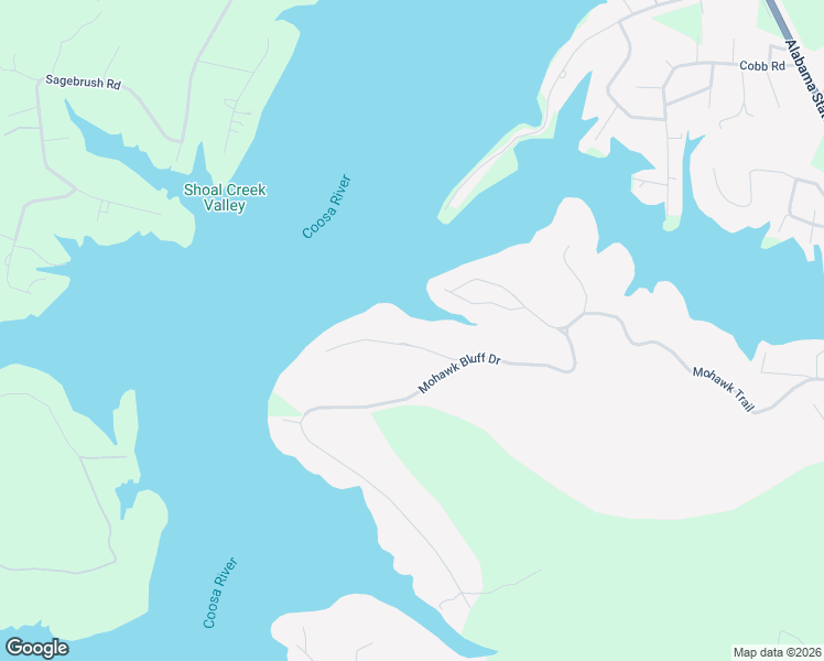 map of restaurants, bars, coffee shops, grocery stores, and more near 102 Boulder Point Lane in Ohatchee