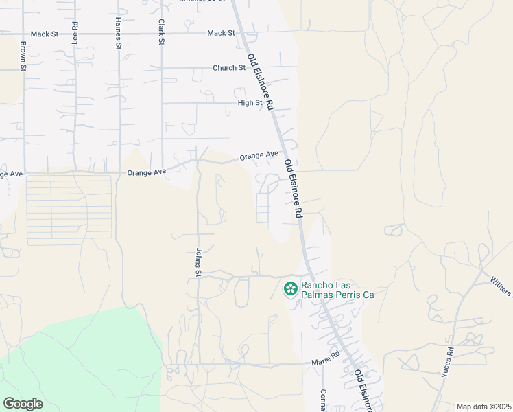 map of restaurants, bars, coffee shops, grocery stores, and more near 21031 Old Elsinore Road in Perris