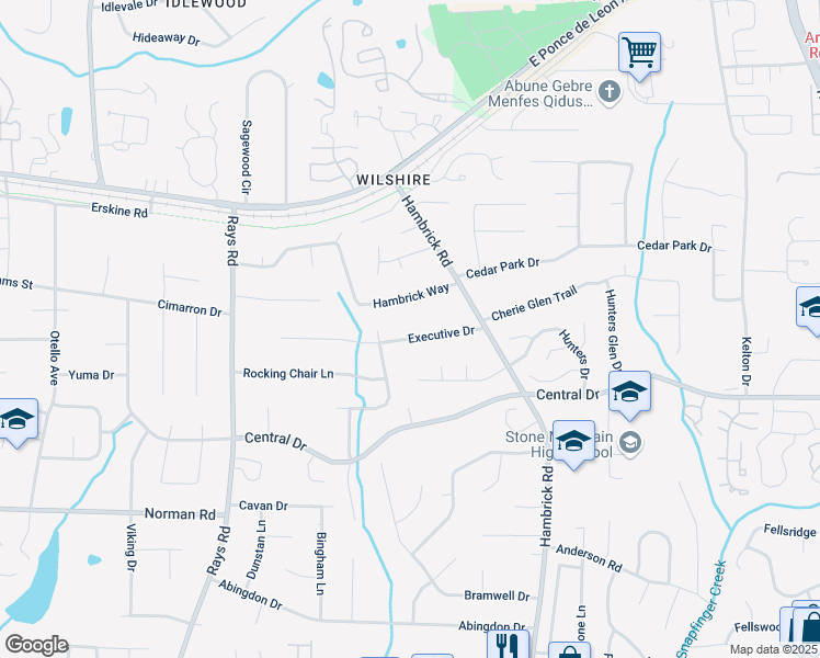 map of restaurants, bars, coffee shops, grocery stores, and more near 4356 Executive Drive in Stone Mountain