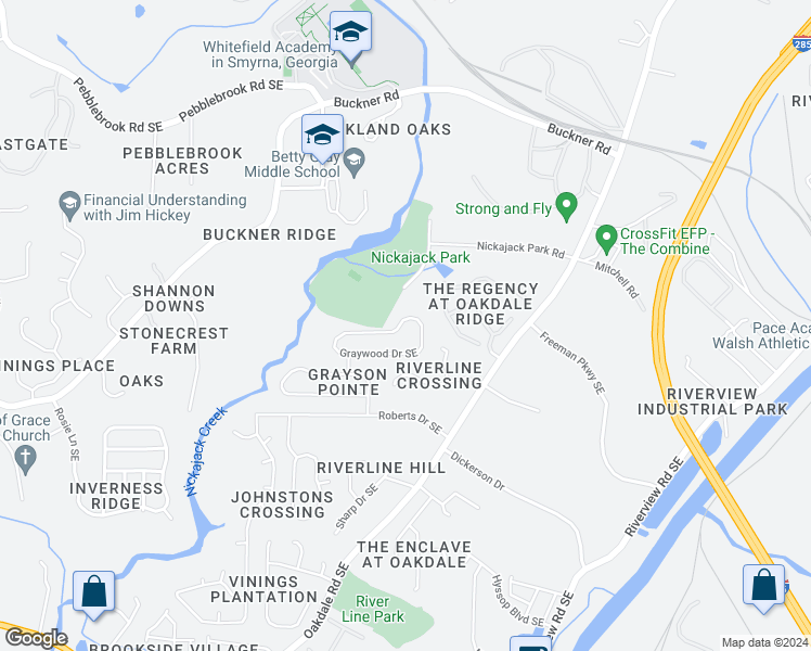 map of restaurants, bars, coffee shops, grocery stores, and more near 1741 Graywood Drive Southeast in Mableton