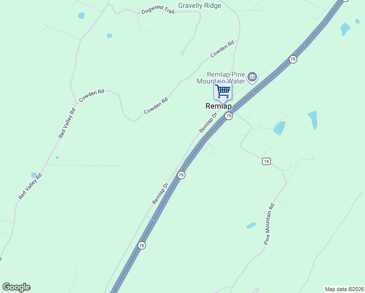 map of restaurants, bars, coffee shops, grocery stores, and more near 16883 Remlap Drive in Remlap