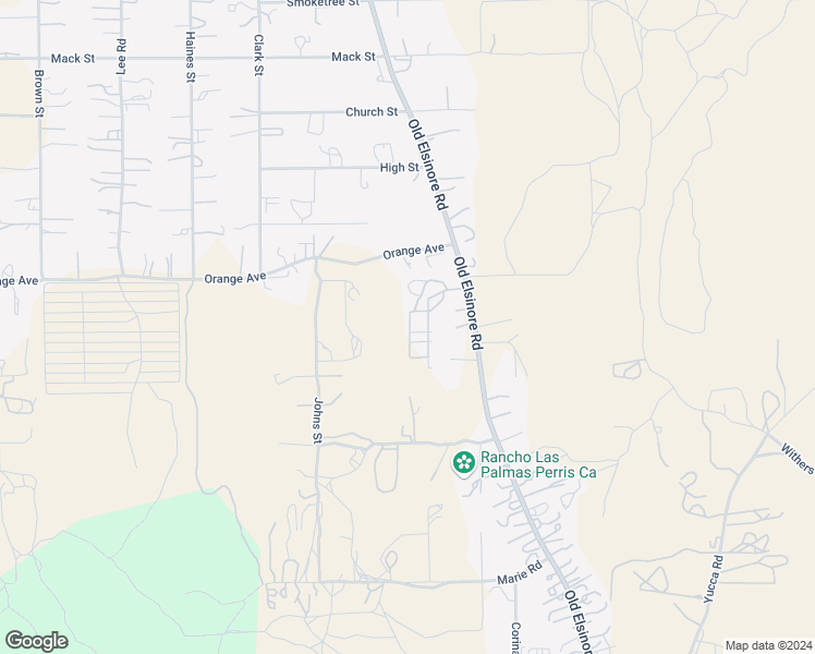 map of restaurants, bars, coffee shops, grocery stores, and more near 21031 Old Elsinore Road in Perris