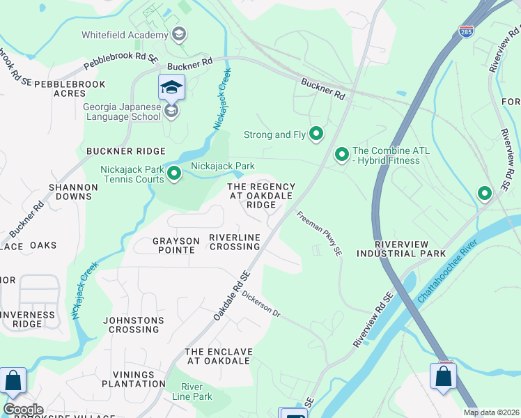map of restaurants, bars, coffee shops, grocery stores, and more near 5740 Evadale Trace in Mableton