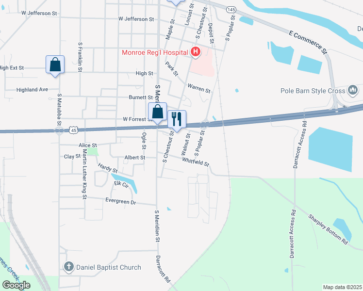 map of restaurants, bars, coffee shops, grocery stores, and more near 808 S Chestnut St in Aberdeen