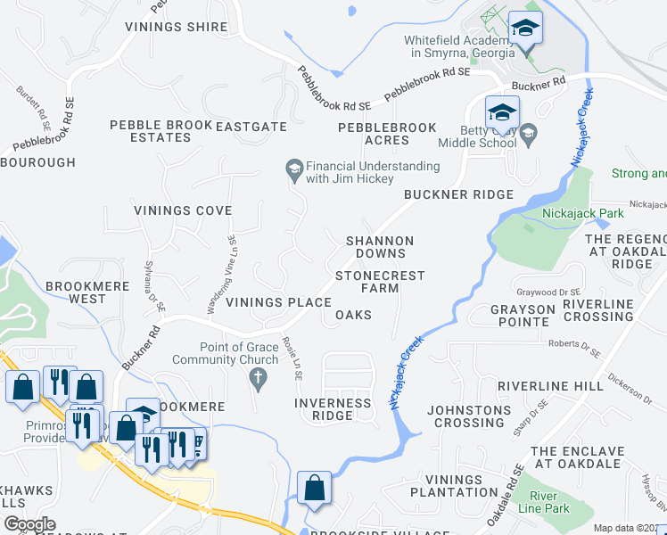 map of restaurants, bars, coffee shops, grocery stores, and more near 1201 Kilrush Drive in Mableton