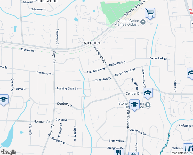 map of restaurants, bars, coffee shops, grocery stores, and more near 4356 Executive Drive in Stone Mountain