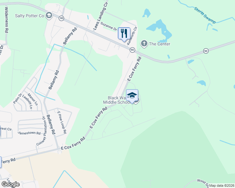 map of restaurants, bars, coffee shops, grocery stores, and more near 339 Angler Court in Conway