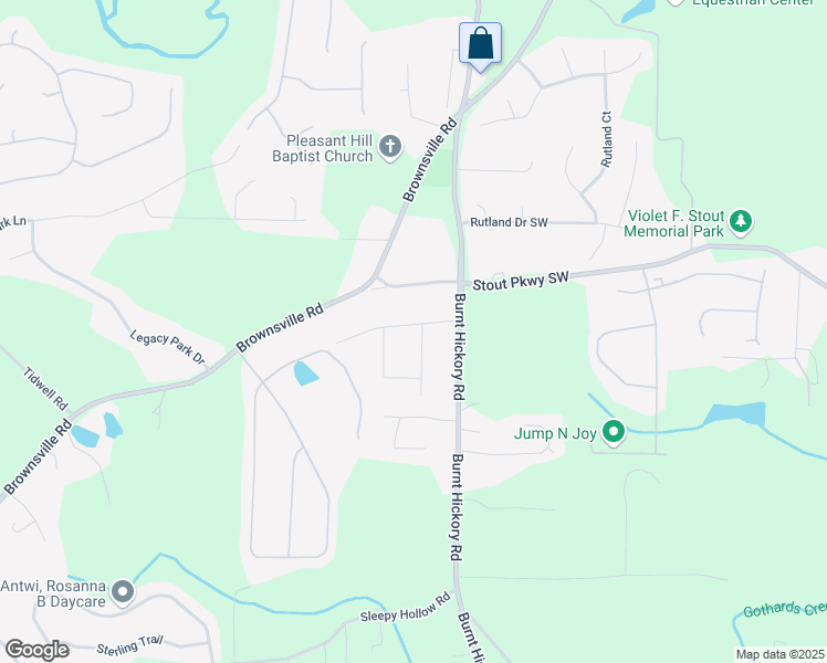 map of restaurants, bars, coffee shops, grocery stores, and more near 16 Wilburn Drive in Powder Springs
