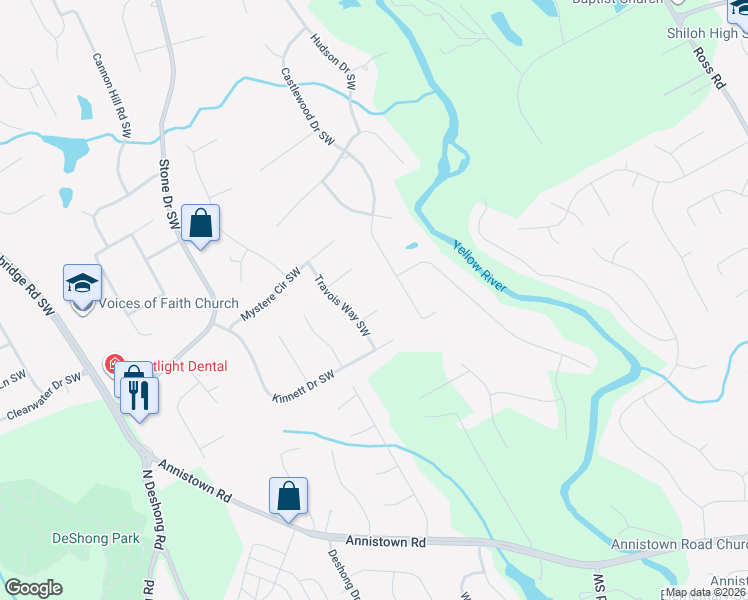 map of restaurants, bars, coffee shops, grocery stores, and more near 4813 Tomahawk Court Southwest in Lilburn