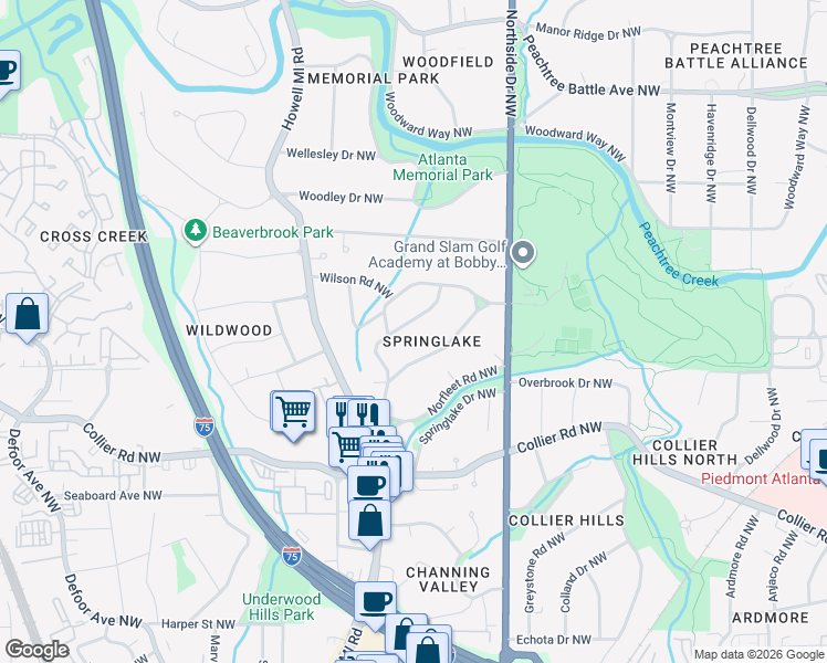 map of restaurants, bars, coffee shops, grocery stores, and more near 700 Gladstone Road Northwest in Atlanta