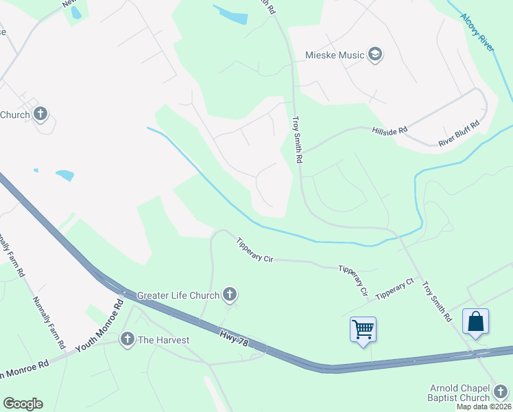 map of restaurants, bars, coffee shops, grocery stores, and more near 3109 Oakmont Drive in Monroe