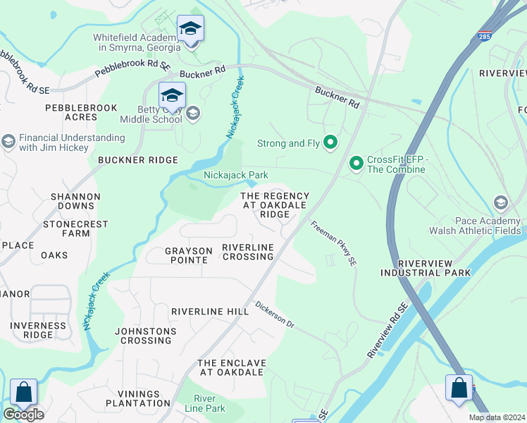 map of restaurants, bars, coffee shops, grocery stores, and more near 5701 Evadale Trace in Mableton