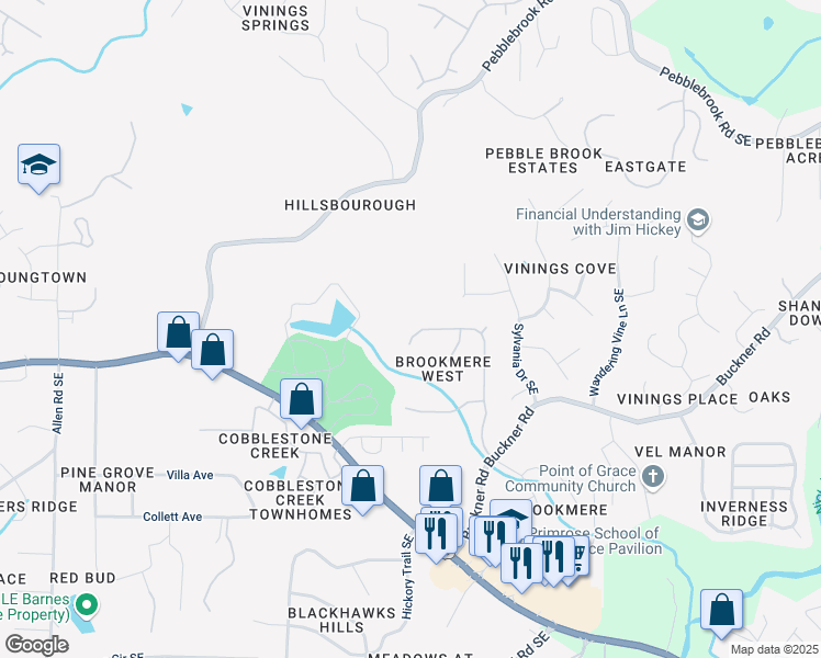 map of restaurants, bars, coffee shops, grocery stores, and more near 5815 Buckner Creek Drive Southeast in Mableton