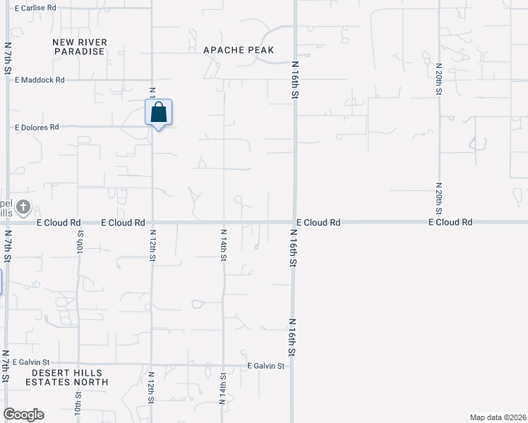 map of restaurants, bars, coffee shops, grocery stores, and more near 1510 East Cloud Road in Phoenix