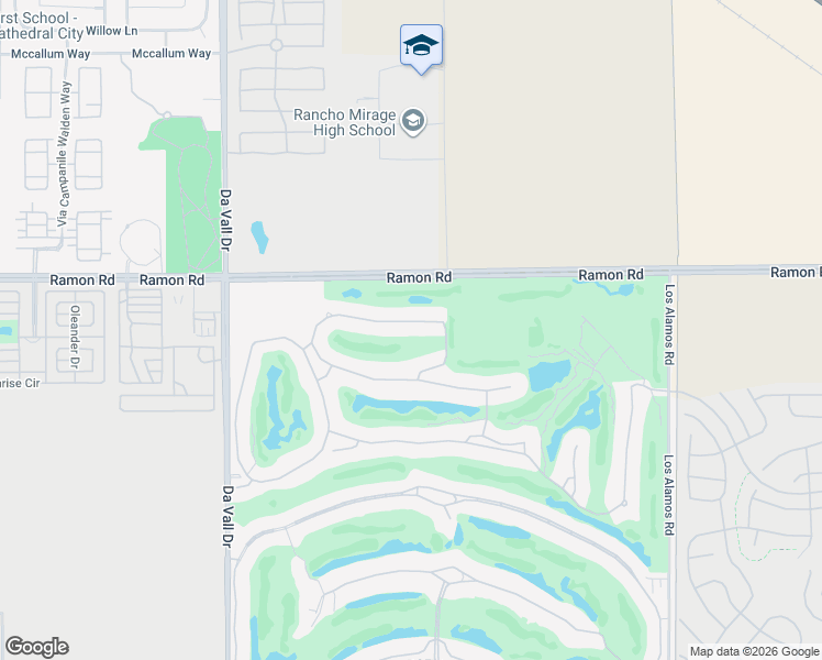 map of restaurants, bars, coffee shops, grocery stores, and more near 38 Calle Del Norte in Rancho Mirage