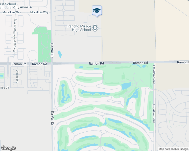 map of restaurants, bars, coffee shops, grocery stores, and more near 42 Calle Del Norte in Rancho Mirage