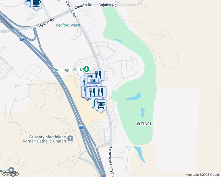 map of restaurants, bars, coffee shops, grocery stores, and more near 4470 Cabot Drive in Corona