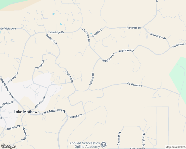 map of restaurants, bars, coffee shops, grocery stores, and more near Sultana Road in Lake Mathews